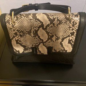 Large 12 x 12" Genuine Leather and Snakeskin Purse